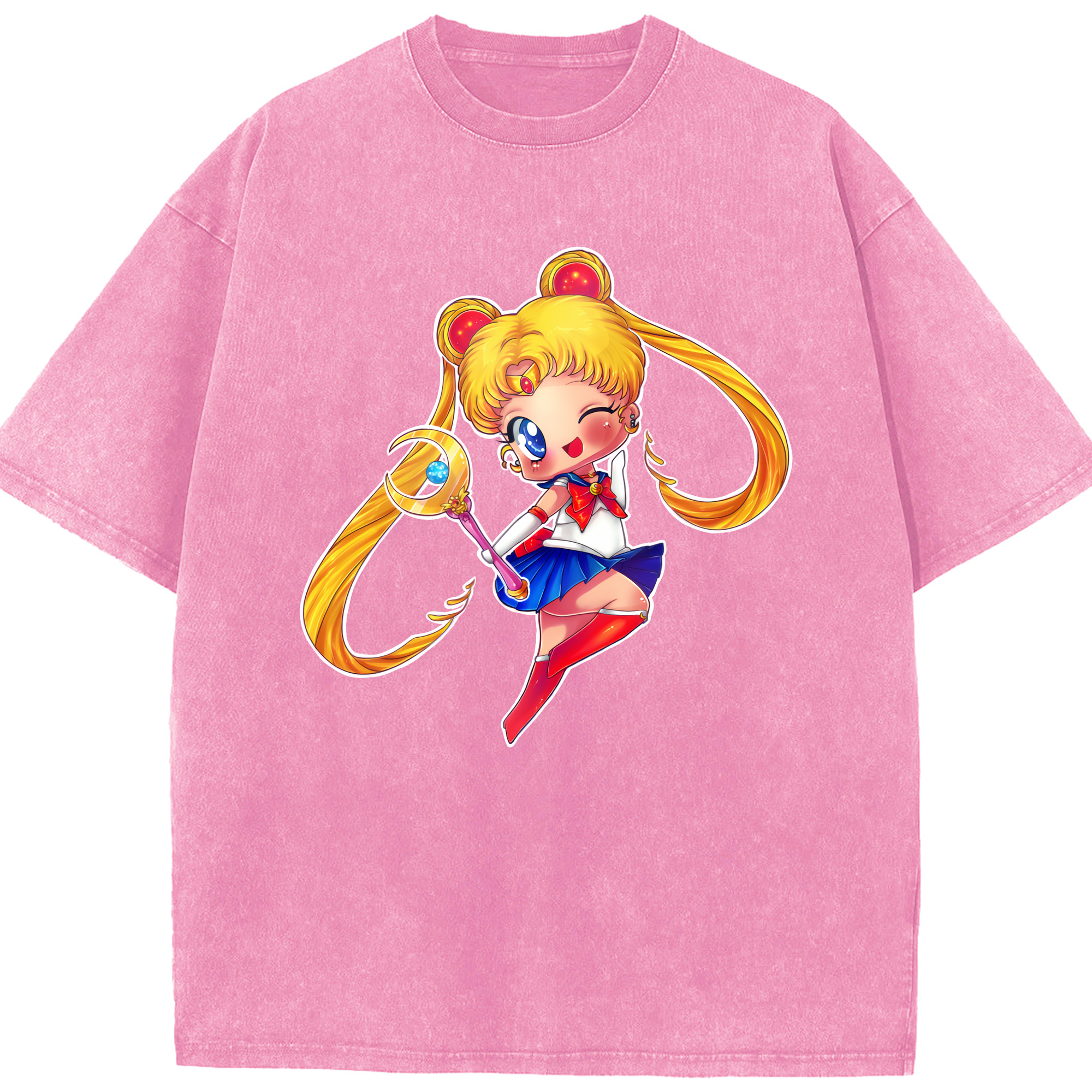 （画像用） 美少女戦士セーラームーン 月野 うさぎ つきの うさぎ Sailor Moon Tsukino Usagi 綿100% ヴィンテージ風 半袖Tシャツ（フロントプリント）